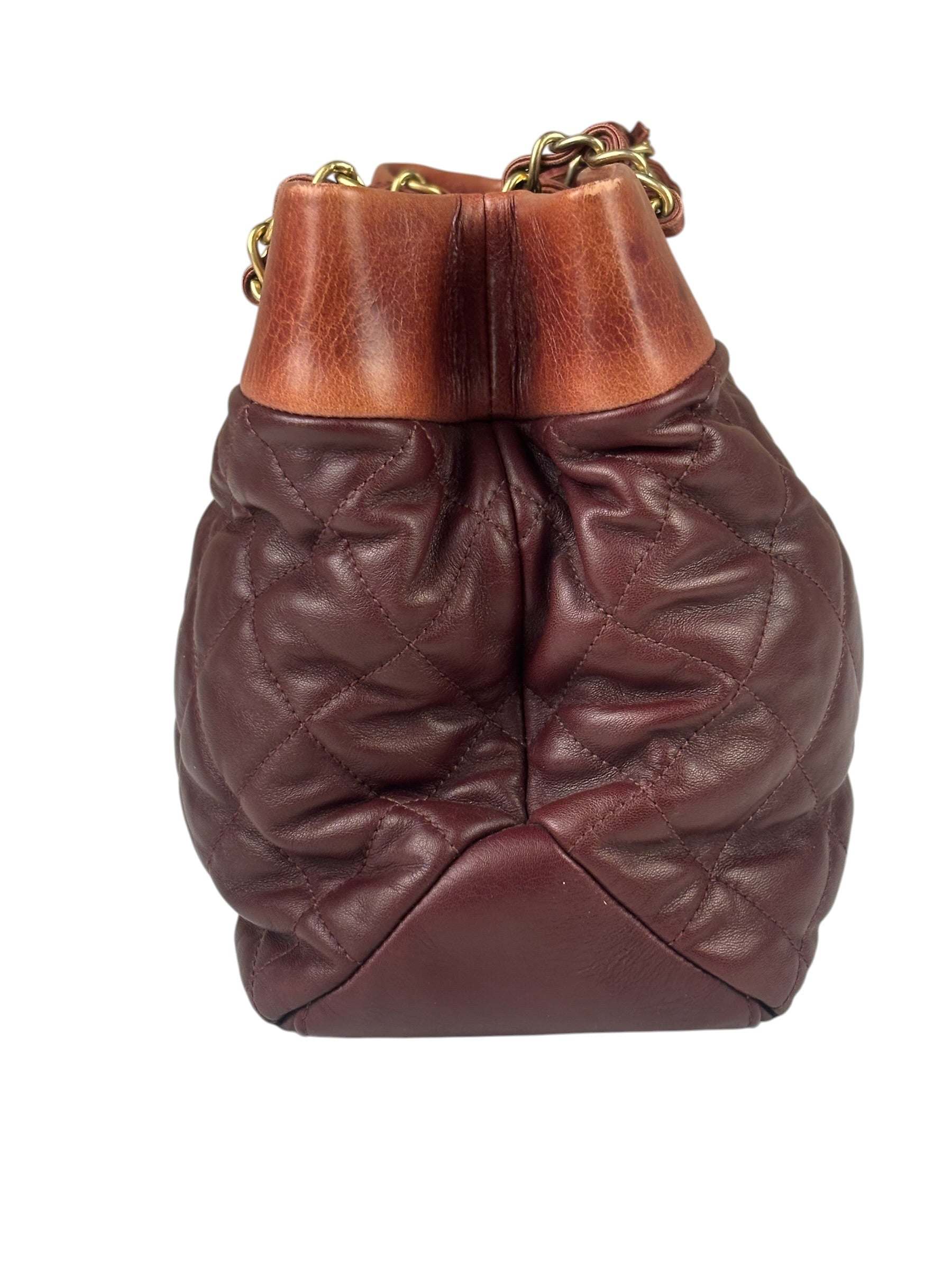 Chanel Bi-Color Burgundy Quilted Soft Elegance Tote 2014