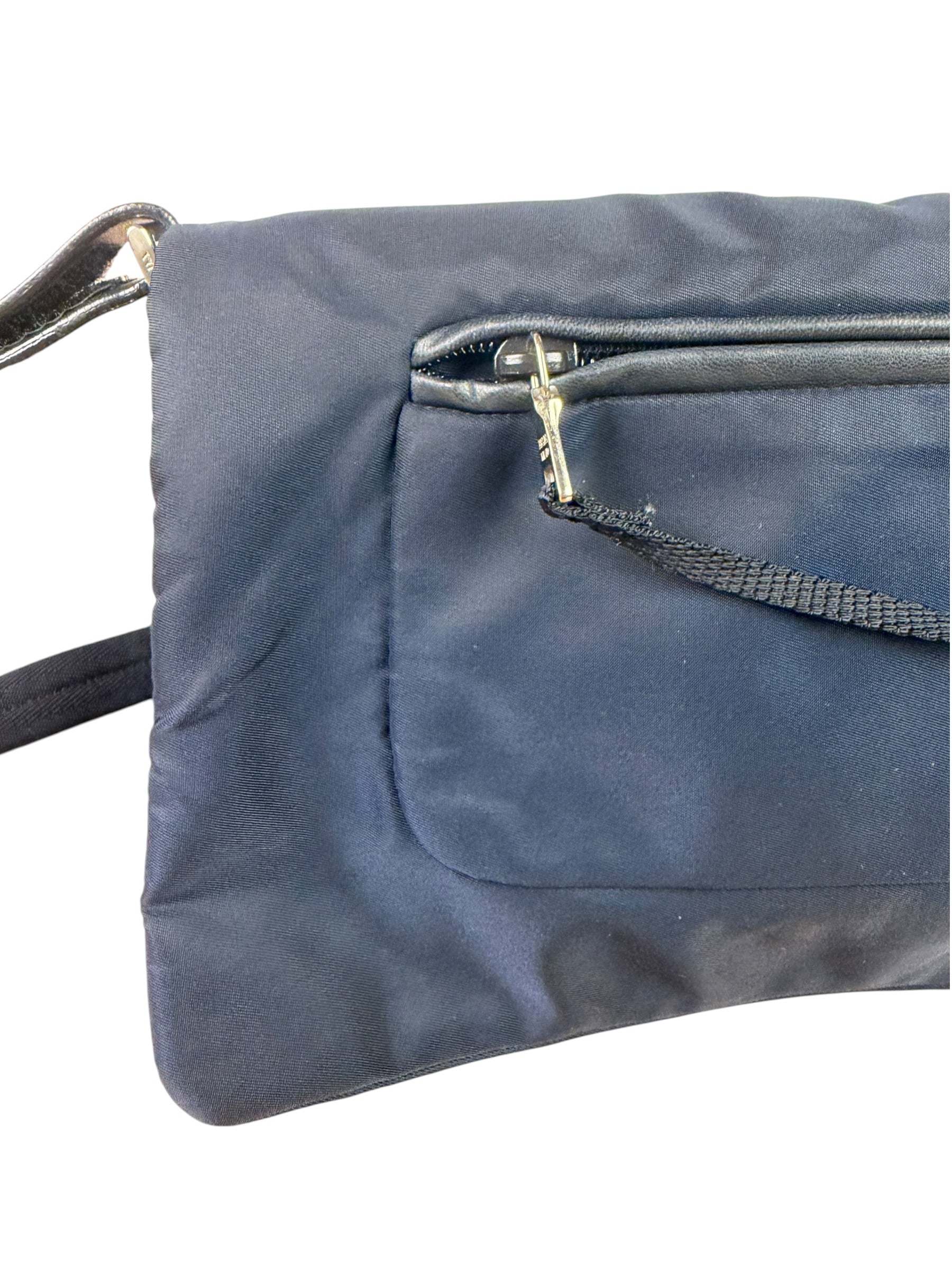 Prada Navy Nylon Tessuto Flap Crossbody