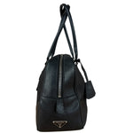 Prada Vintage Black Canvas Leather Trim Bowler Shoulder Bag