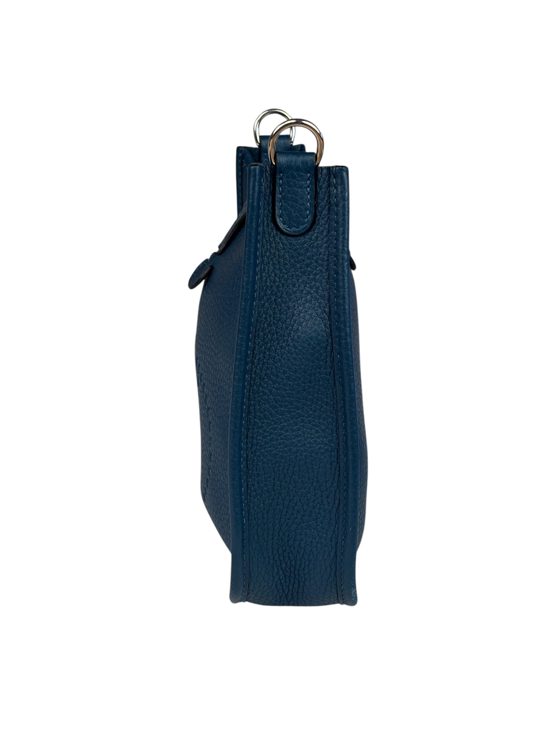 Hermes Blue Pale Clemence Leather Evelyn TPM III Crossbody