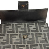 Fendi FF Black Canvas Flap Mini Baguette Shoulder Bag