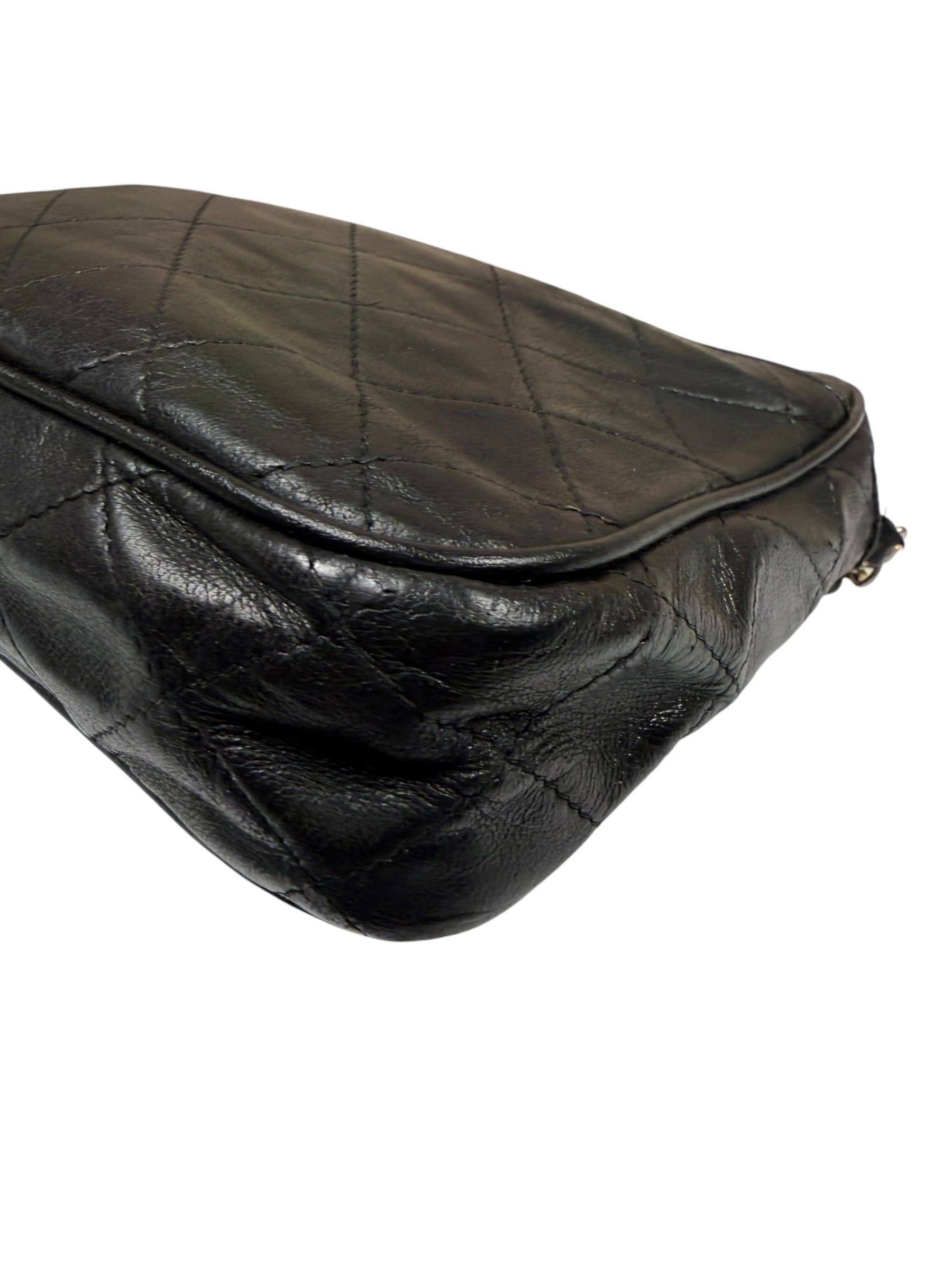 Chanel Vintage Black Quilted Lambskin Camera Bag 1986