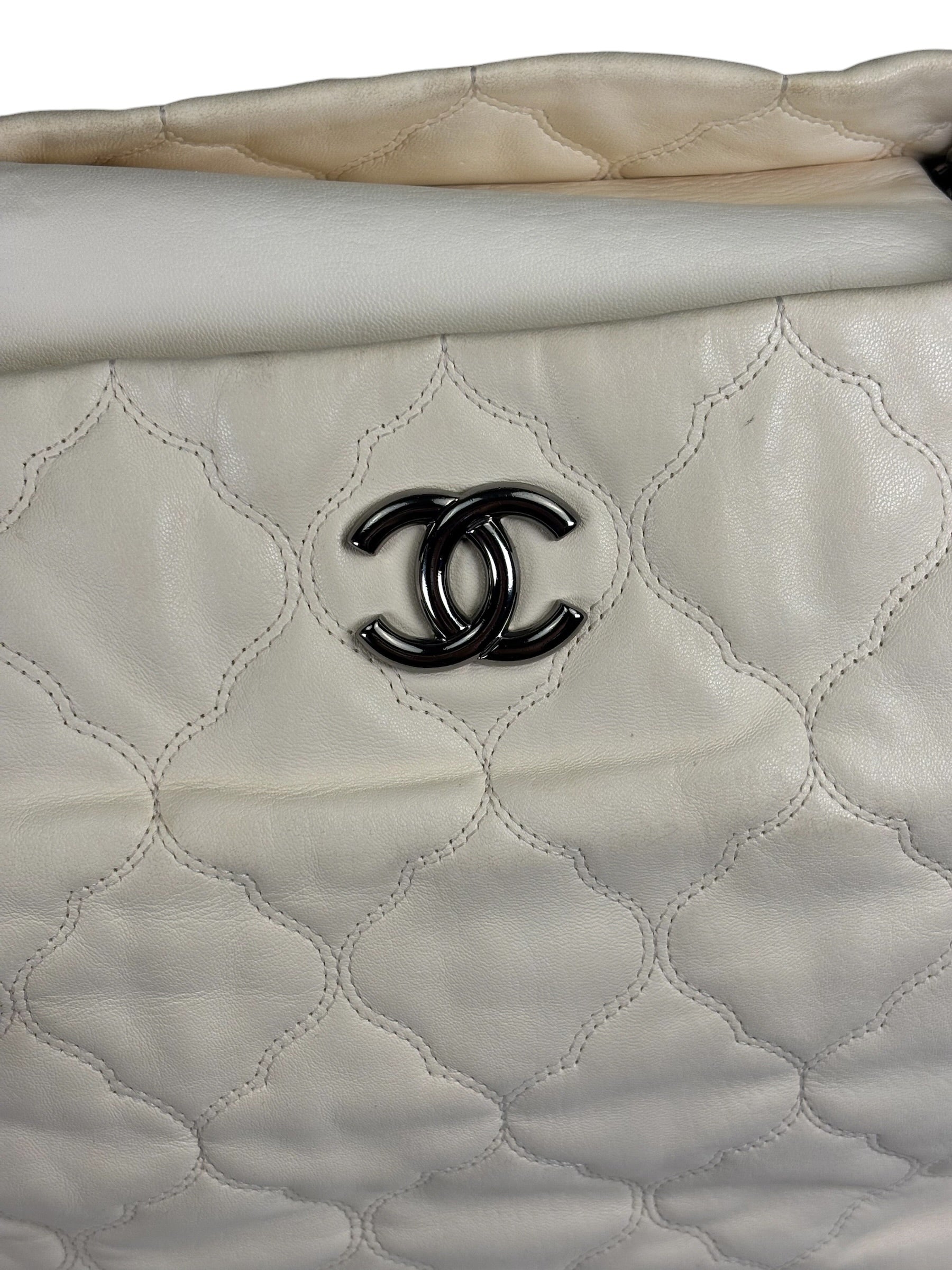 Chanel Beige Quilted Leather  Chain Shoulder Bag 2008