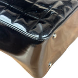 Chanel Vintage Black Patent Leather Chocolate Bar Tote Bag 2002