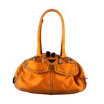 Prada Orange Satin Double Pocket Satchel Shoulder Bag
