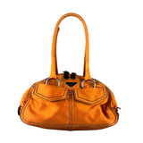Prada Orange Satin Double Pocket Satchel Shoulder Bag