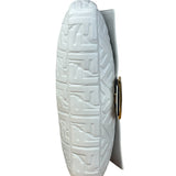 Fendi Large Zucca Embossed Leather Baguette White