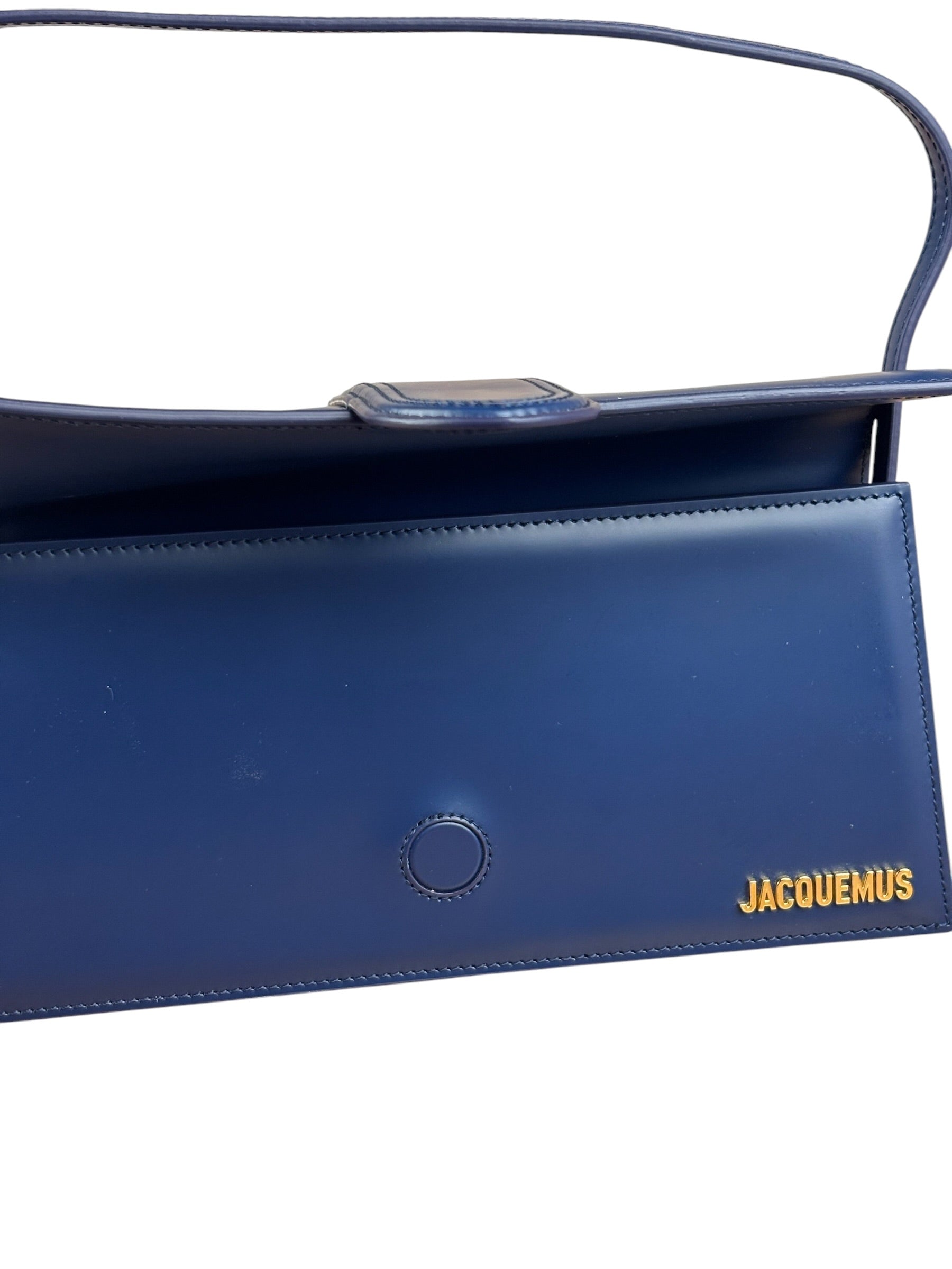 Jacquemus Navy Blue Leather Le Bambino Shoulder Bag