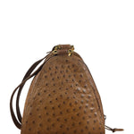 Loewe Vintage Brown Ostrich Print Leather Triangular Shoulder Bag