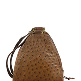 Loewe Vintage Brown Ostrich Print Leather Triangular Shoulder Bag
