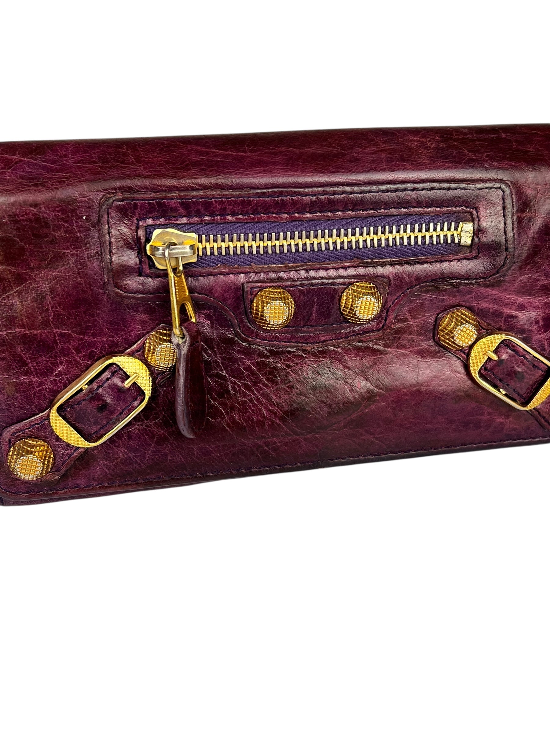 Balenciaga Purple Moto Flap Wallet