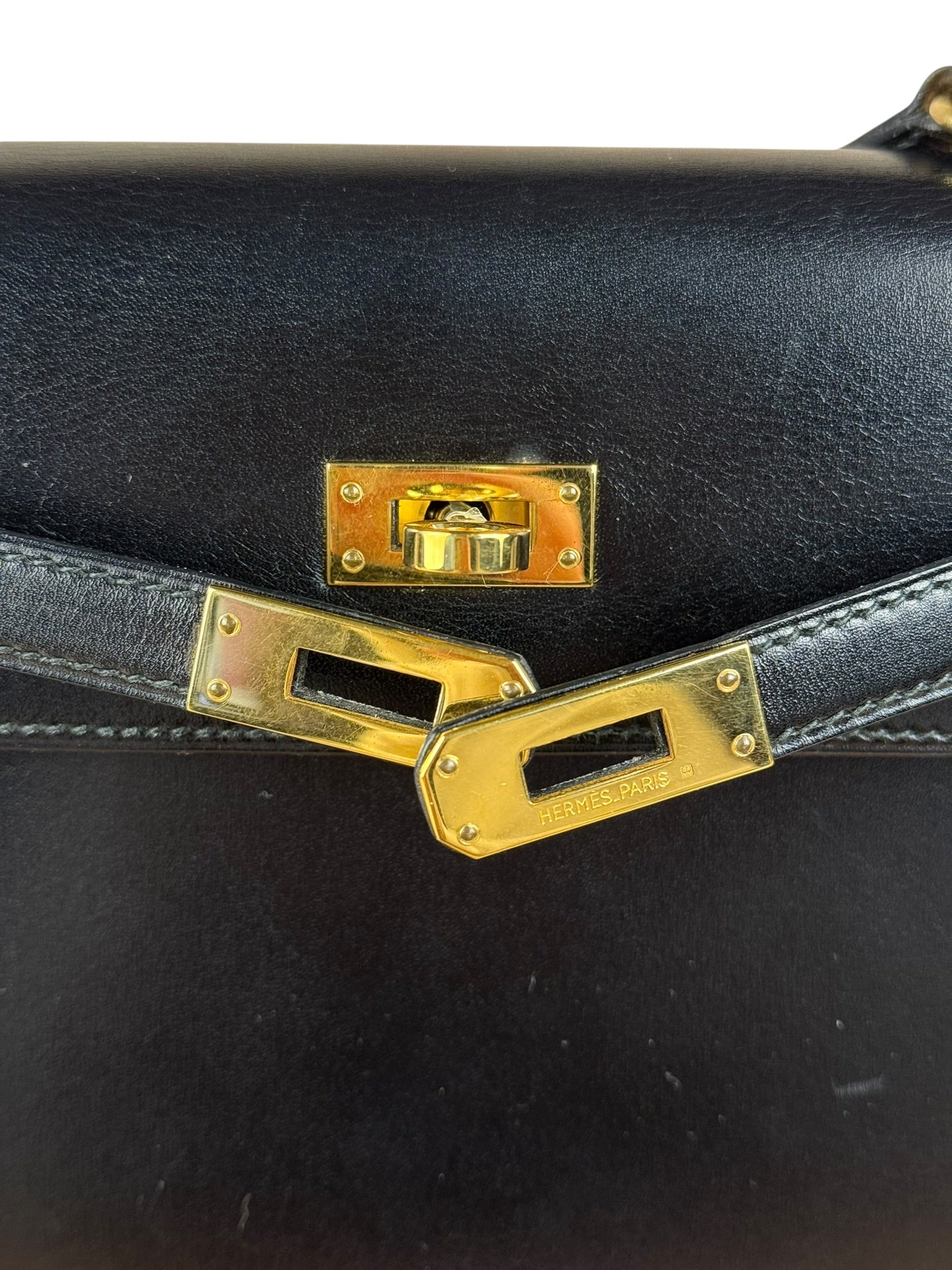 Hermes Black Mini Kelly 20 Box Calf 1991