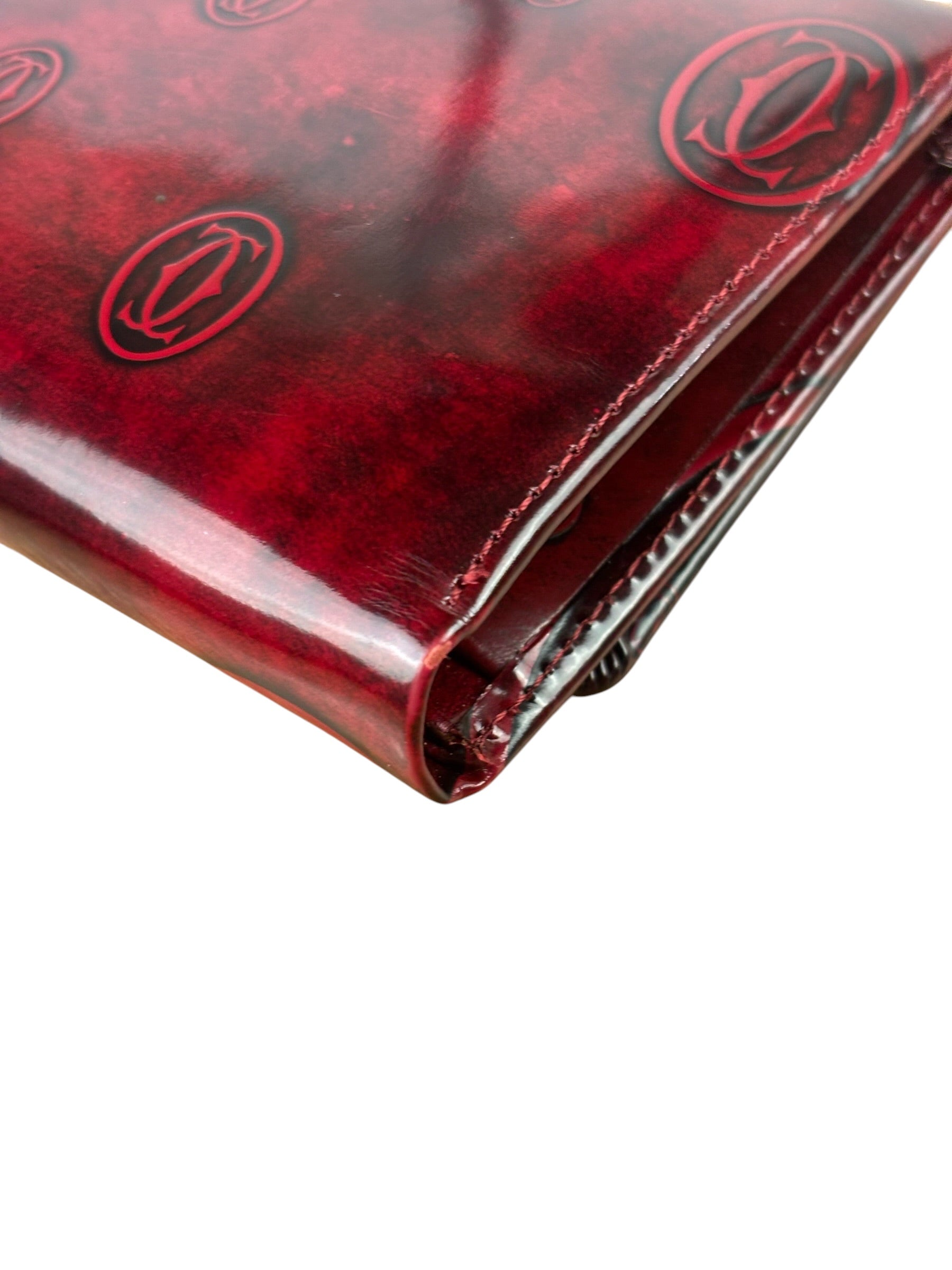 Cartier Red Patent Leather Must De Cartier Tri-Fold Wallet