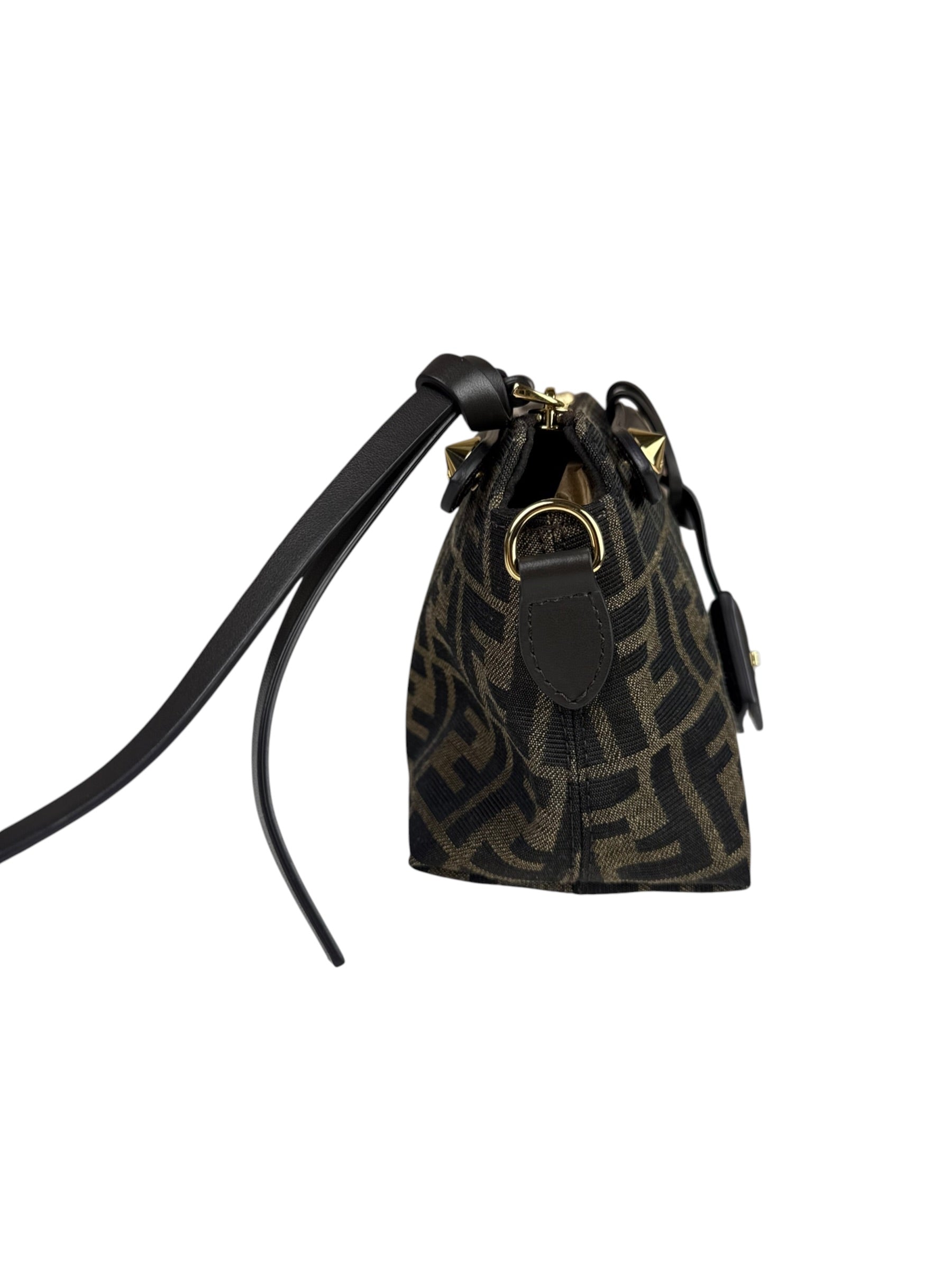 Fendi Brown Leather Trim Zucca By The Way Soft Mini Crossbody
