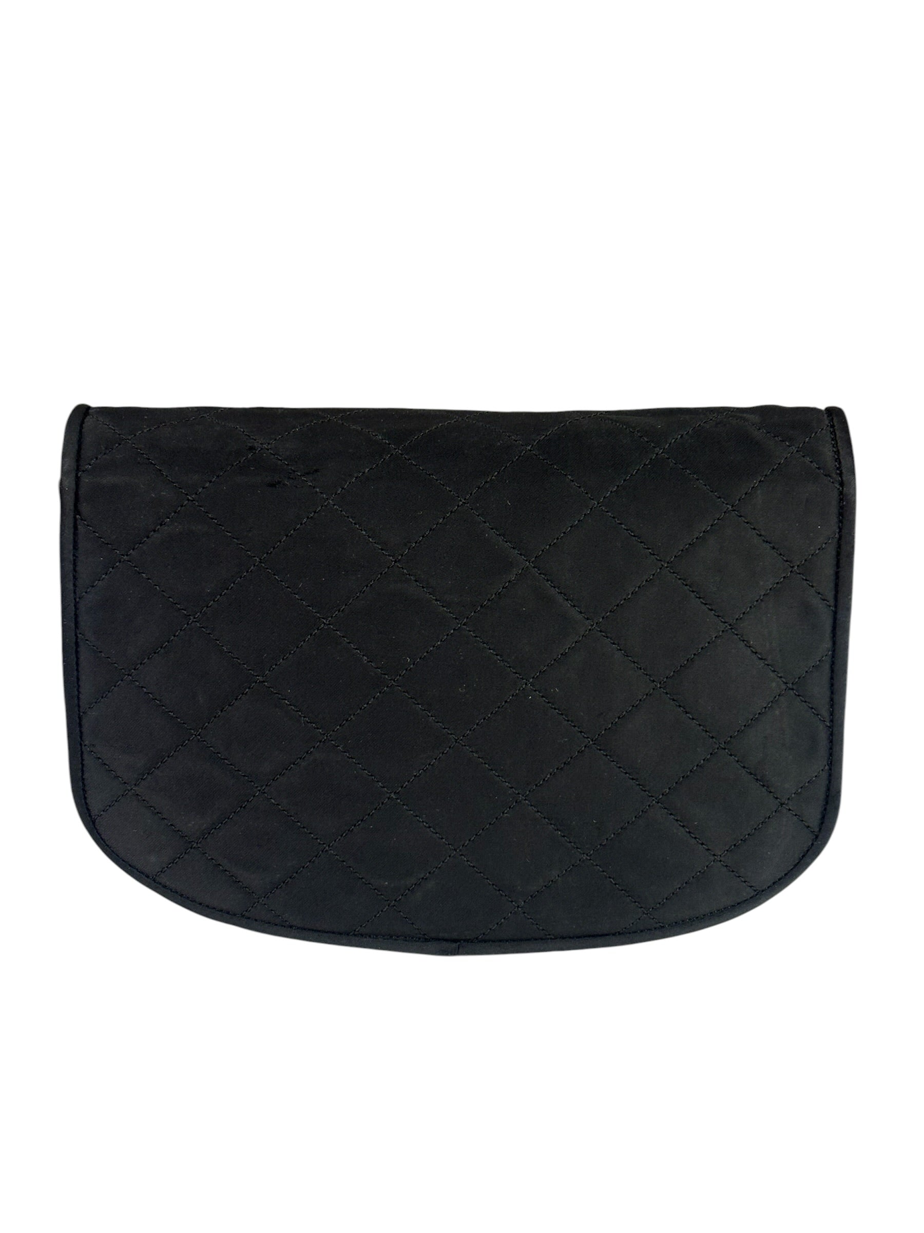 Chanel Black Quilted Satin Shoulder Bag