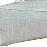 Balenciaga White Crocodile-Embossed Leather Two-Way Bag