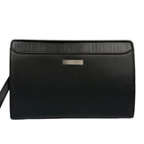 Burberry Black Leather Zip Clutch Pouch