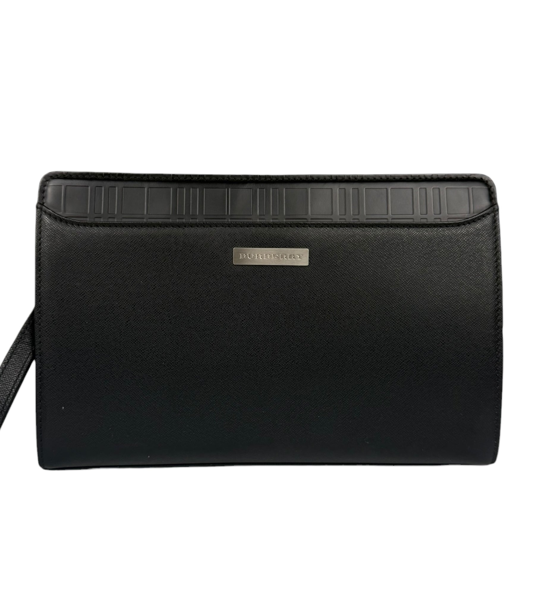 Burberry Black Leather Zip Clutch Pouch