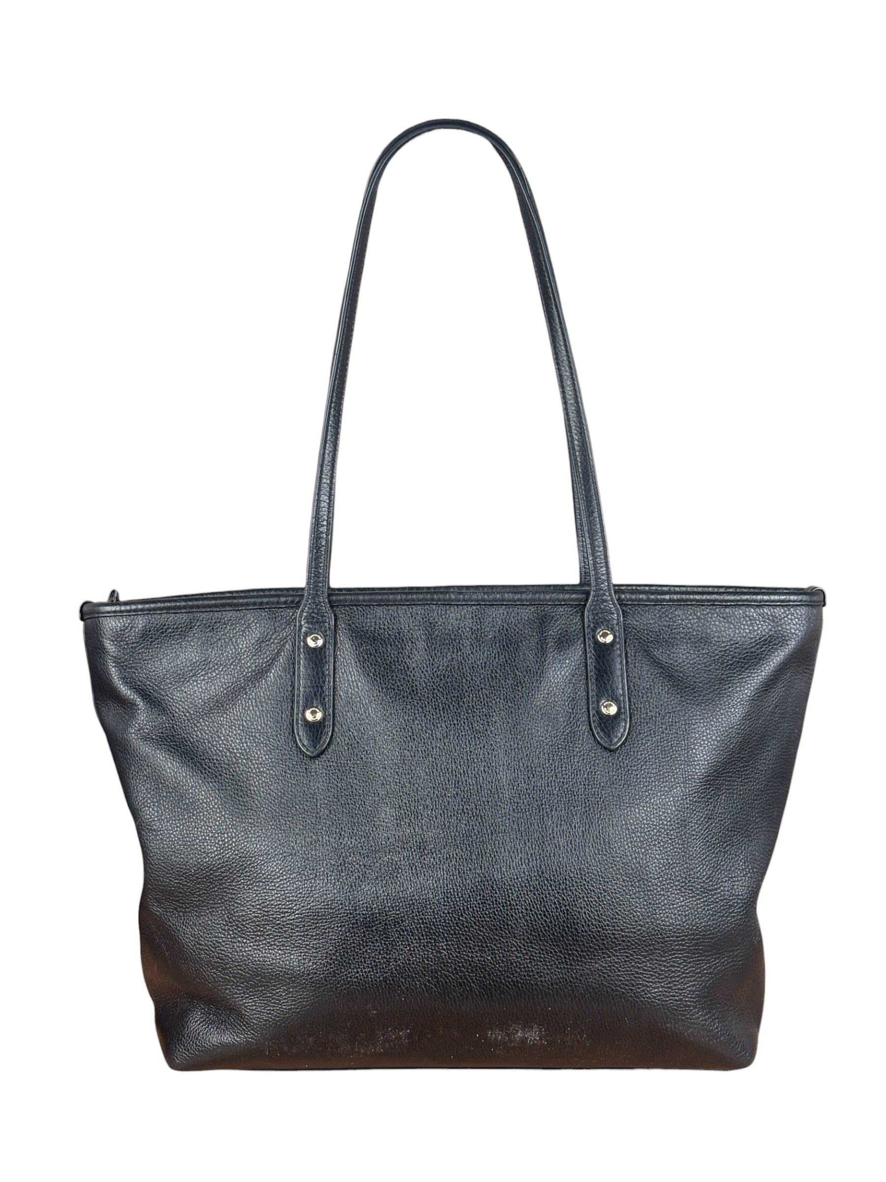 Coach Black Leather City Zip Tote Bag