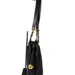 Chanel Vintage Black Caviar Leather Triple CC Chain Tote Bag
