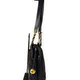Chanel Vintage Black Caviar Leather Triple CC Chain Tote Bag