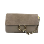 Chloe Grey Leather/Suede Faye Clutch
