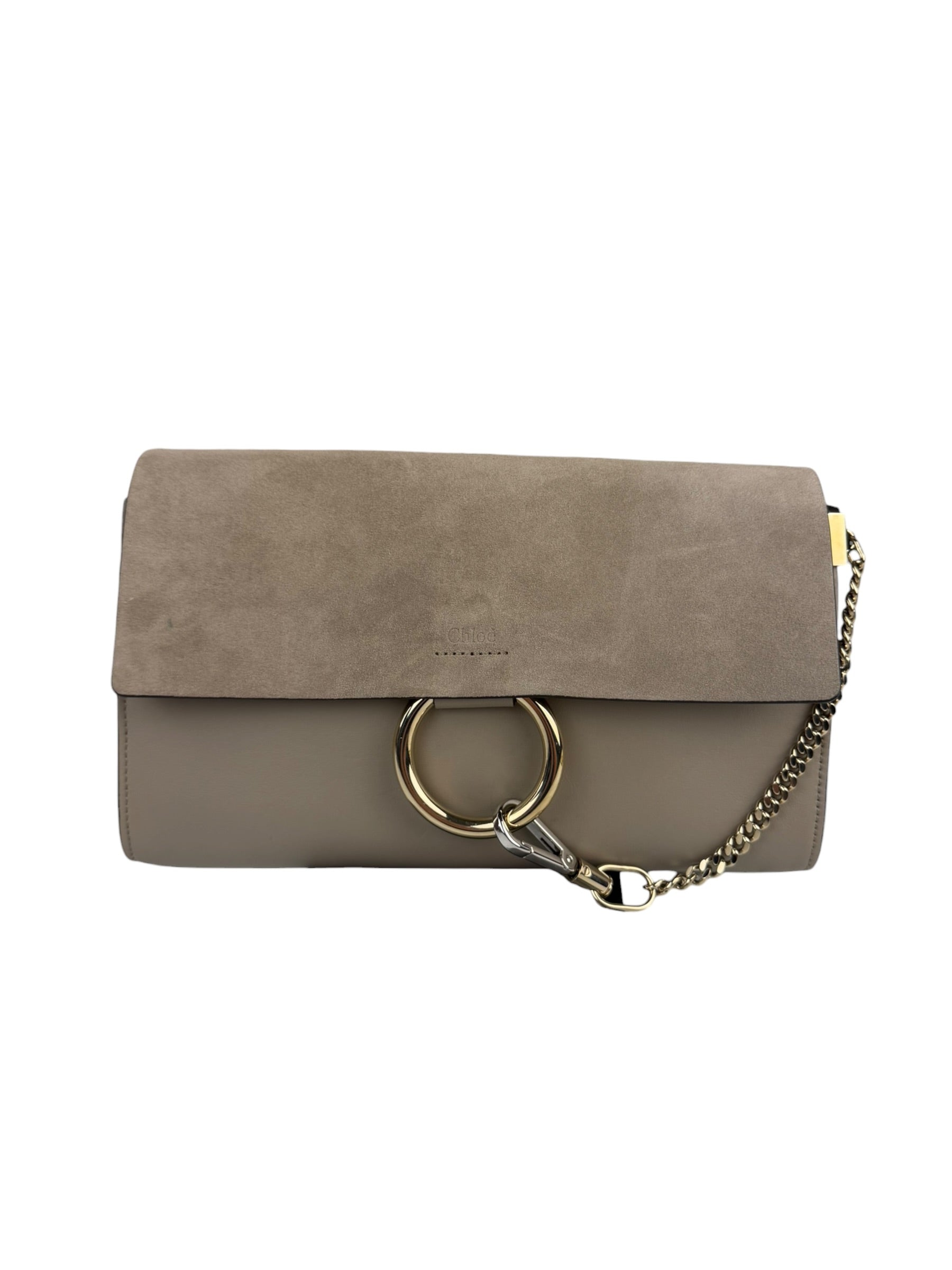 Chloe Grey Leather/Suede Faye Clutch