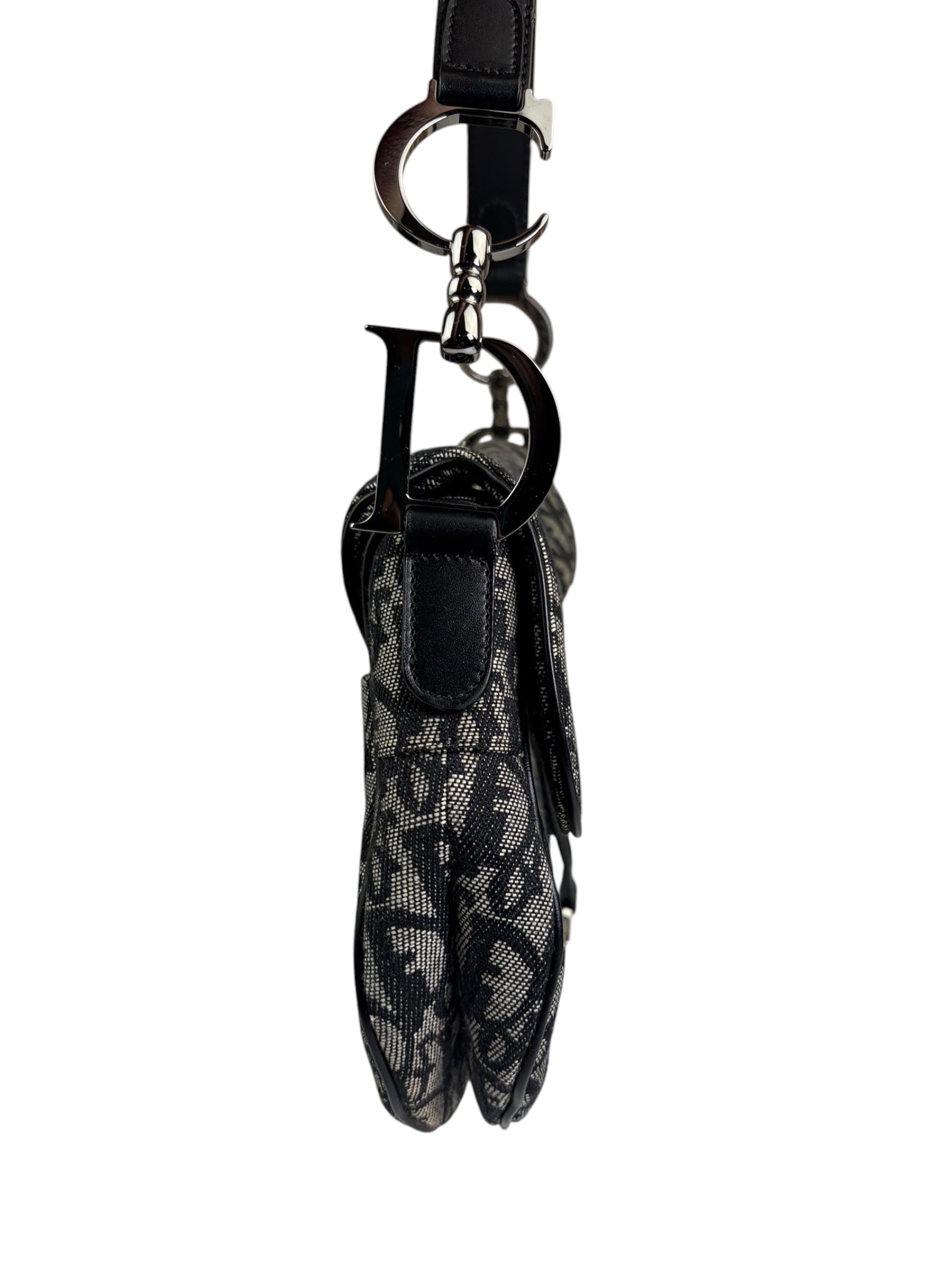 Christian Dior Black Trotter Medium Saddle Shoulder Bag