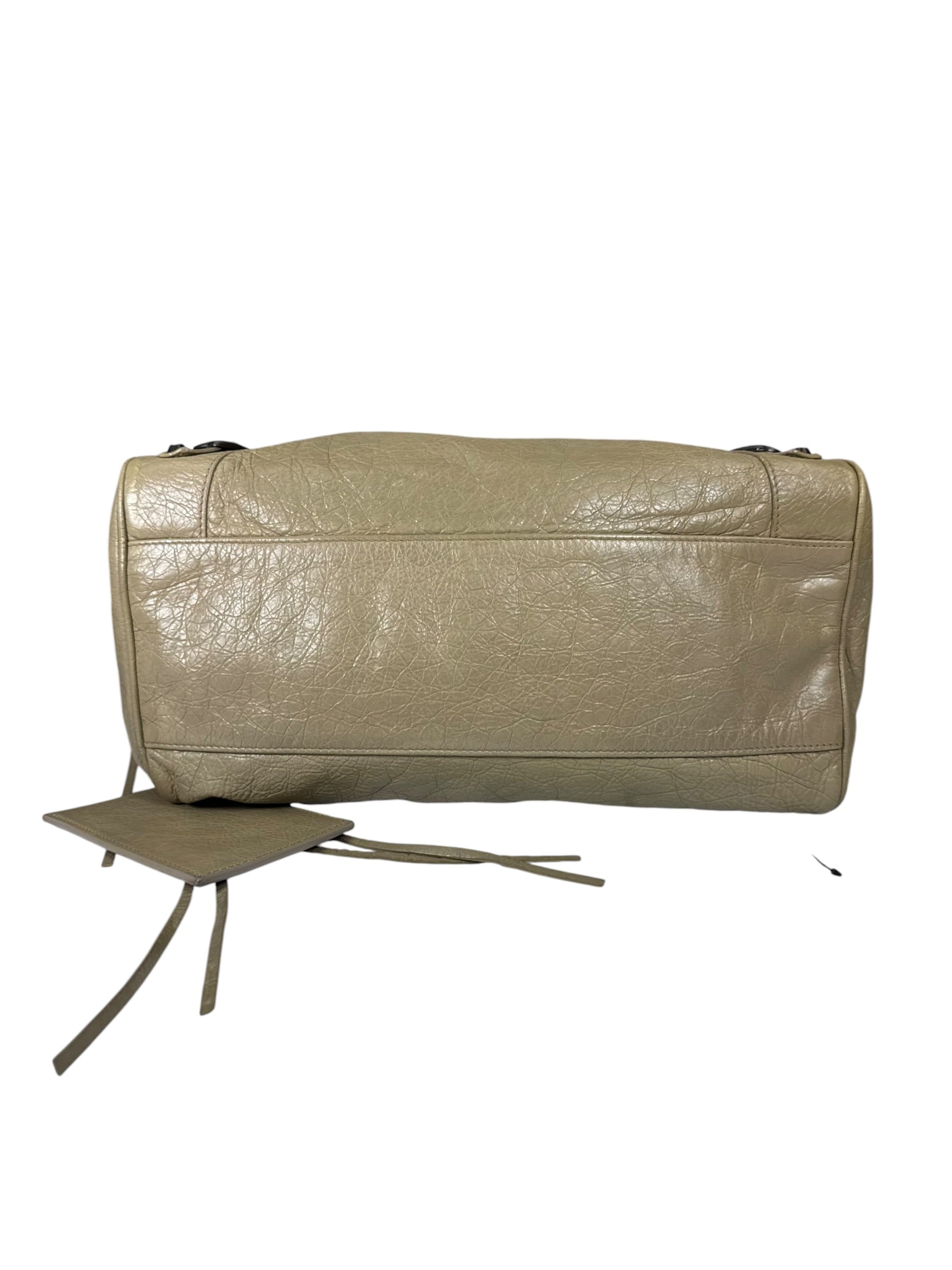 Balenciaga Olive Lambskin Velo Moto Two-Way Bag