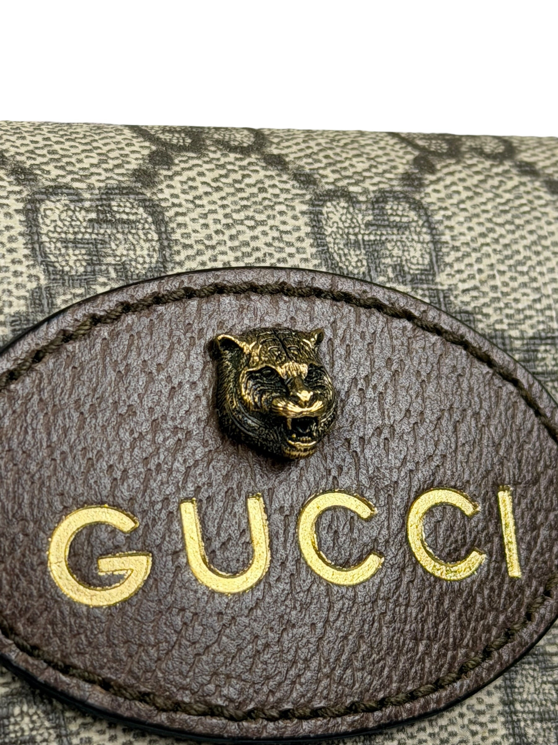 Gucci Vintage Brown Leather Trim Neo Supreme Belt Bag
