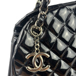 Chanel Large Black Patent Leather Mademoiselle Bowling Bag 2011-12