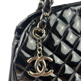 Chanel Large Black Patent Leather Mademoiselle Bowling Bag 2011-12