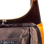 Chanel Mustard Yellow Patent Leather Chocolate Bar Hobo Bag 2002