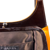 Chanel Mustard Yellow Patent Leather Chocolate Bar Hobo Bag 2002