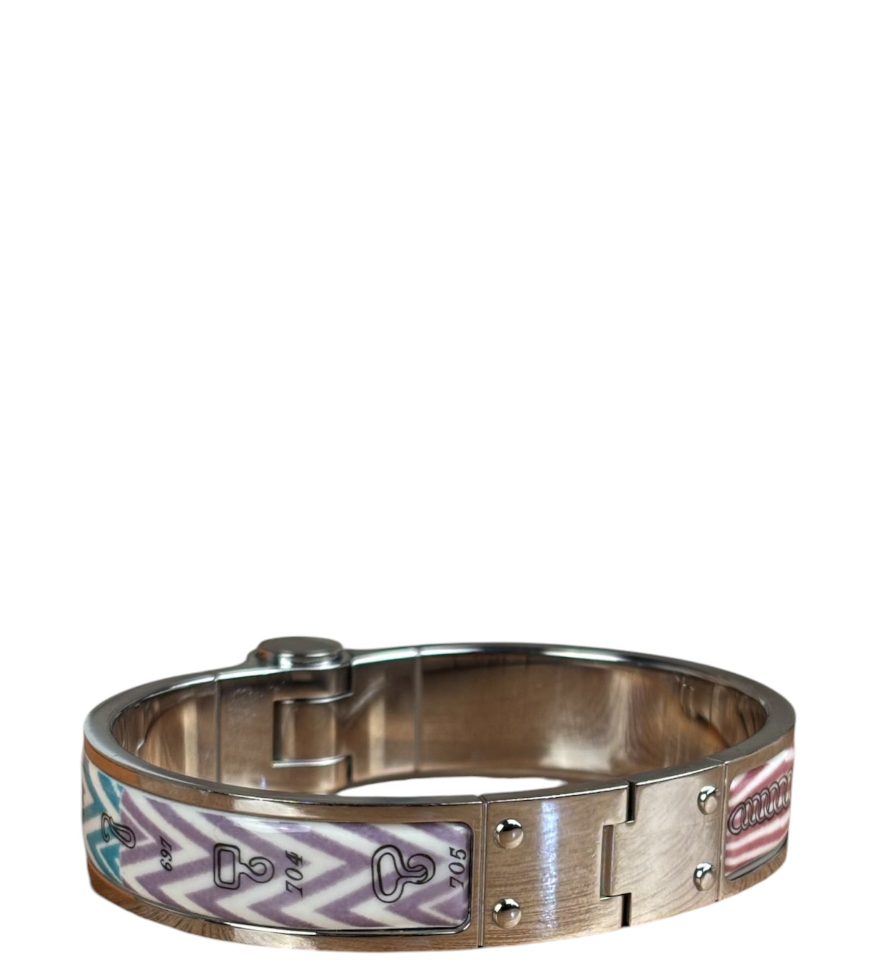 Hermes Palladium Plated Charniere Enamel Bangle PM