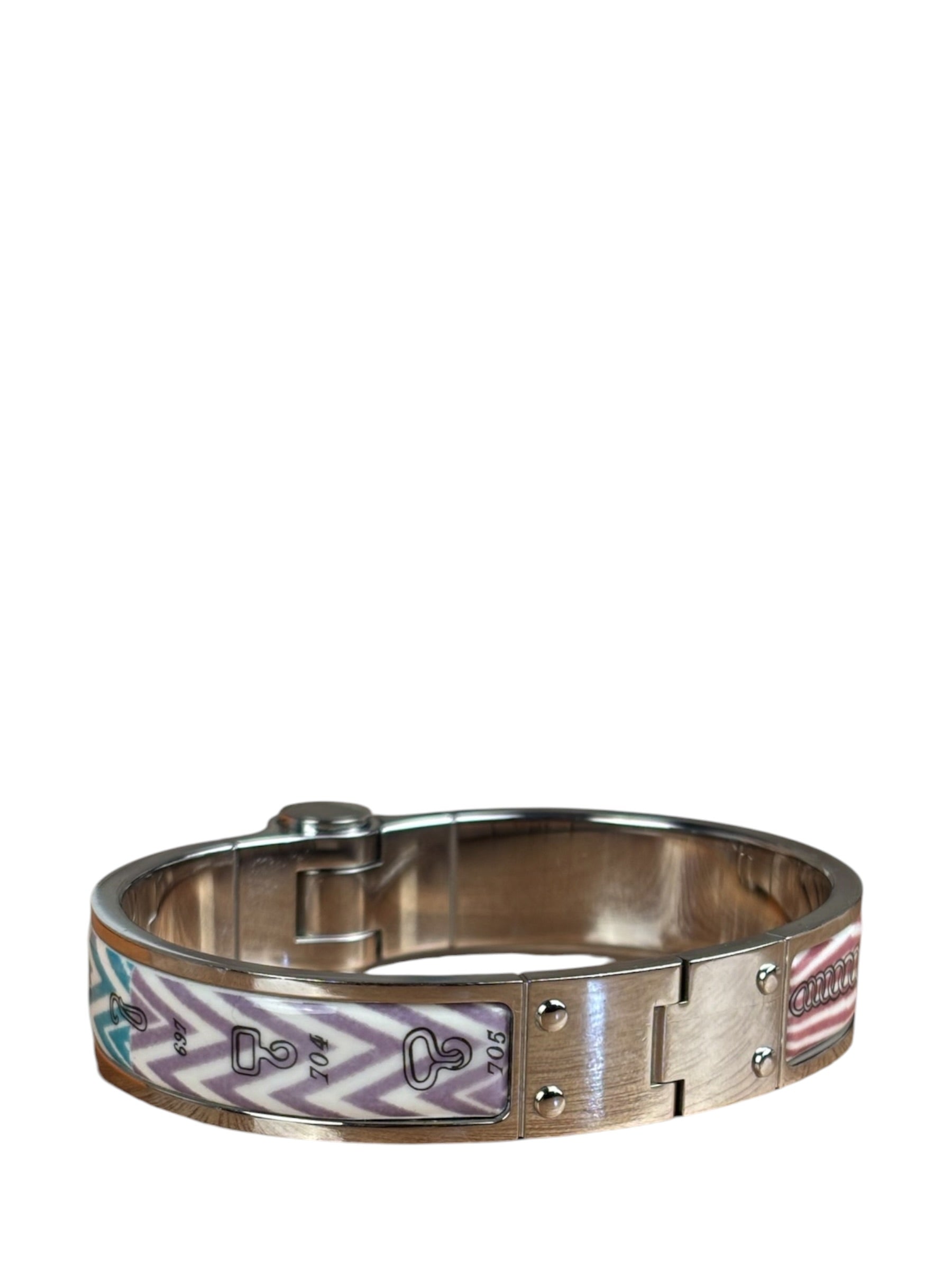 Hermes Palladium Plated Charniere Enamel Bangle PM