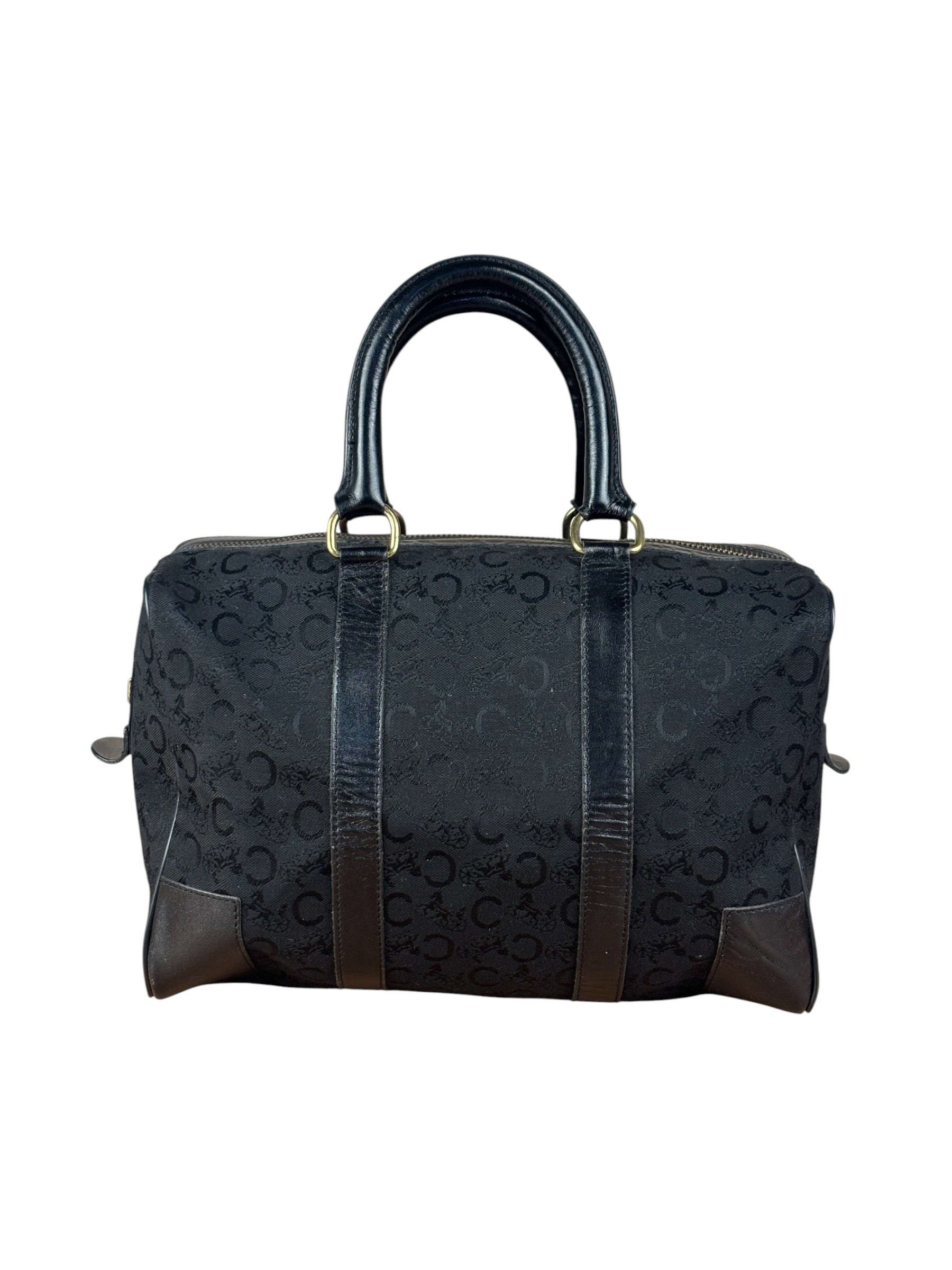 Celine Black Leather Wear Macadam Monogram Mini Boston Bag