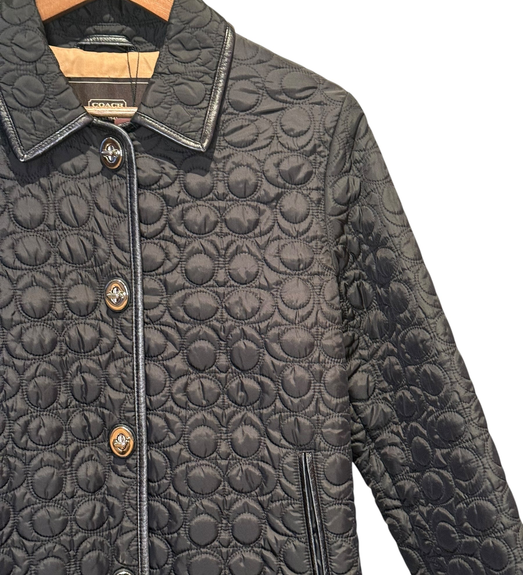 Coach Signature Quilted Coat Black
