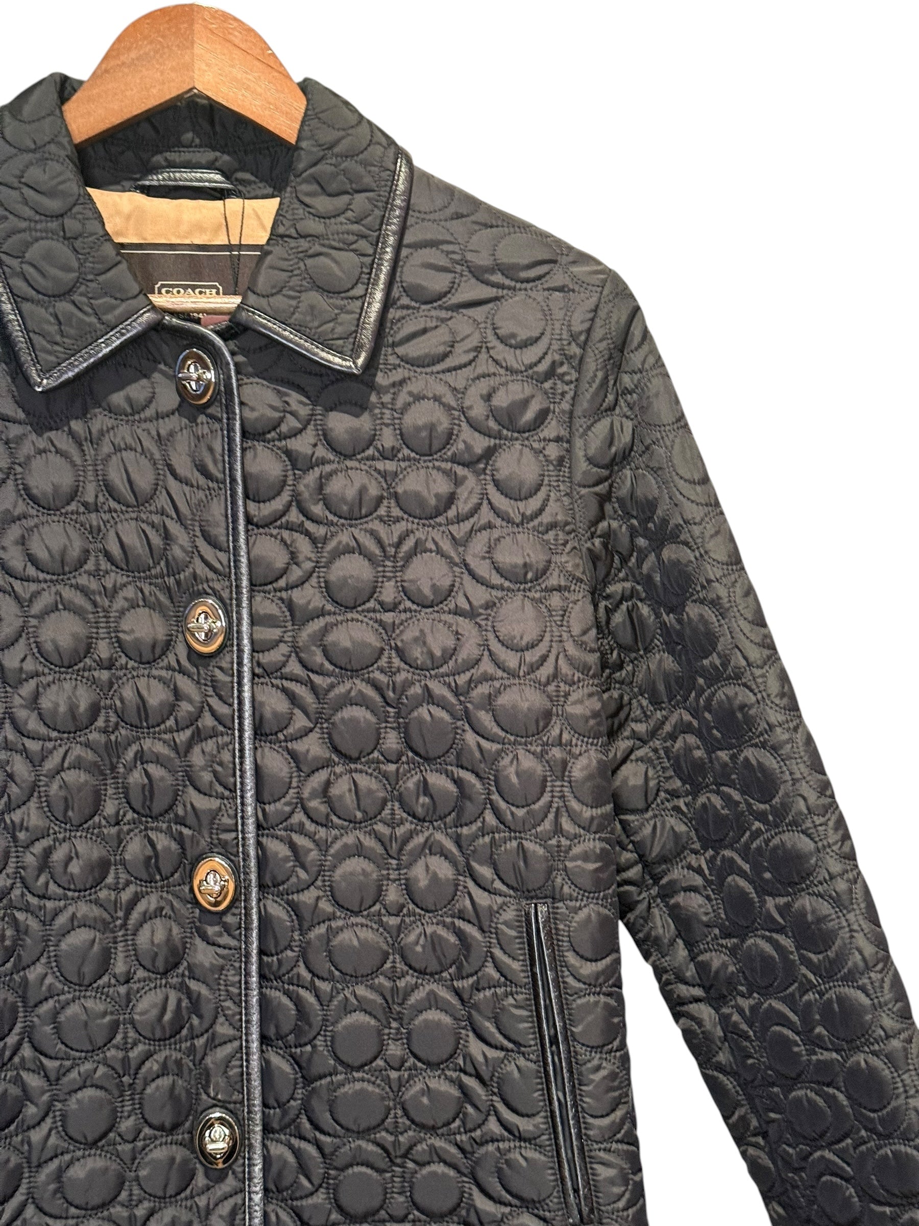 Coach Signature Quilted Coat Black