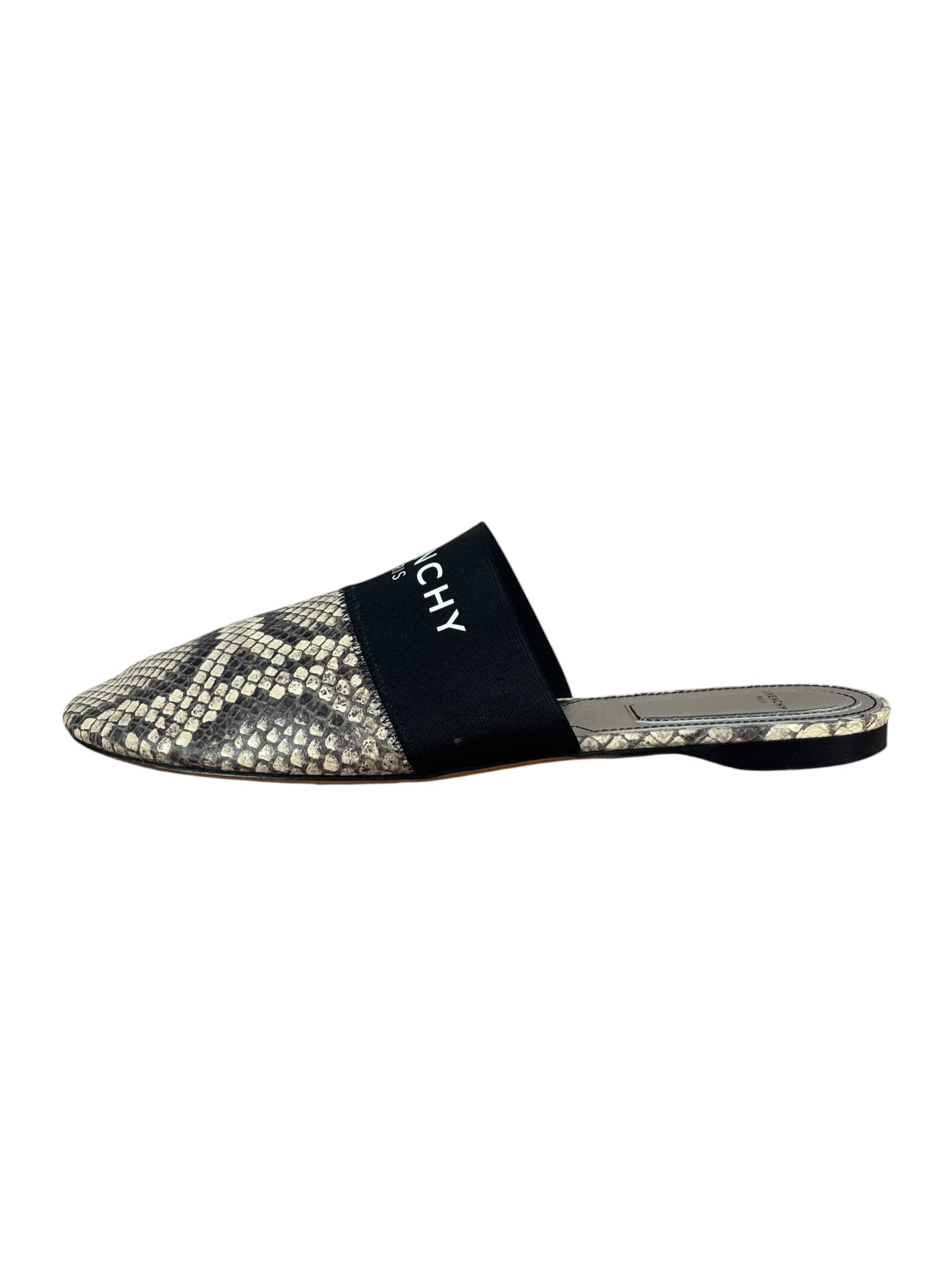 Givenchy Bedford Python-Embossed Leather Flat Mules