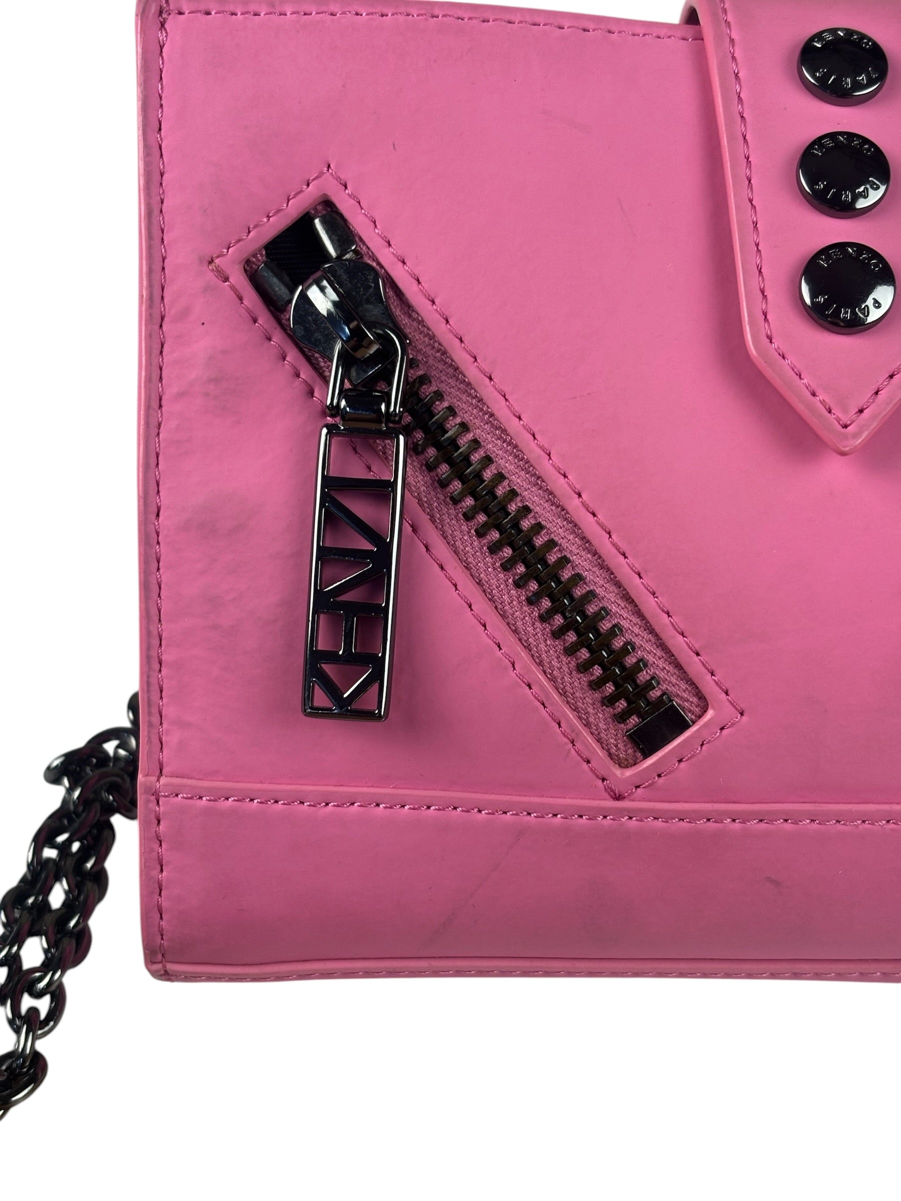 Kenzo Kalifornia Pink Leather Wallet On Chain