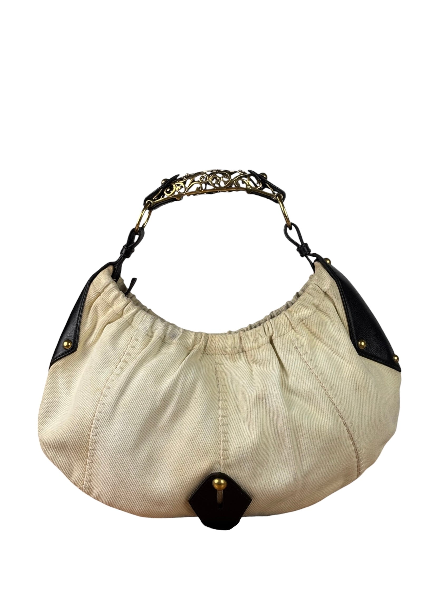 Saint Laurent White Canvas Mombasa Hobo Bag