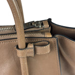 Prada Neutral Taupe Glace Calf Twin Pocket Two-Way Tote