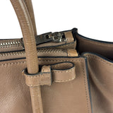 Prada Neutral Taupe Glace Calf Twin Pocket Two-Way Tote