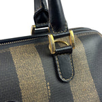 Fendi Brown/Black Leather Pequin Boston Bag