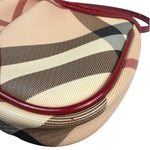 Burberry Red Patent Leather Trim Super Nova Check Pochette