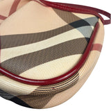 Burberry Red Patent Leather Trim Super Nova Check Pochette