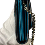 Gucci Turquoise Blue Guccissima Wallet On Chain