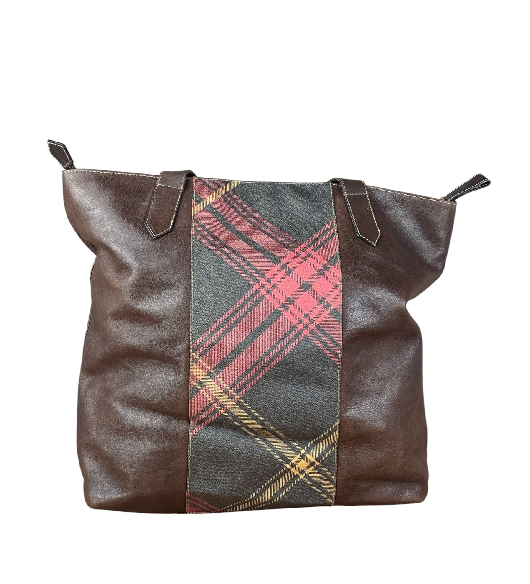 Vivienne Westwood Brown Leather Tartan Shoulder/Tote Bag