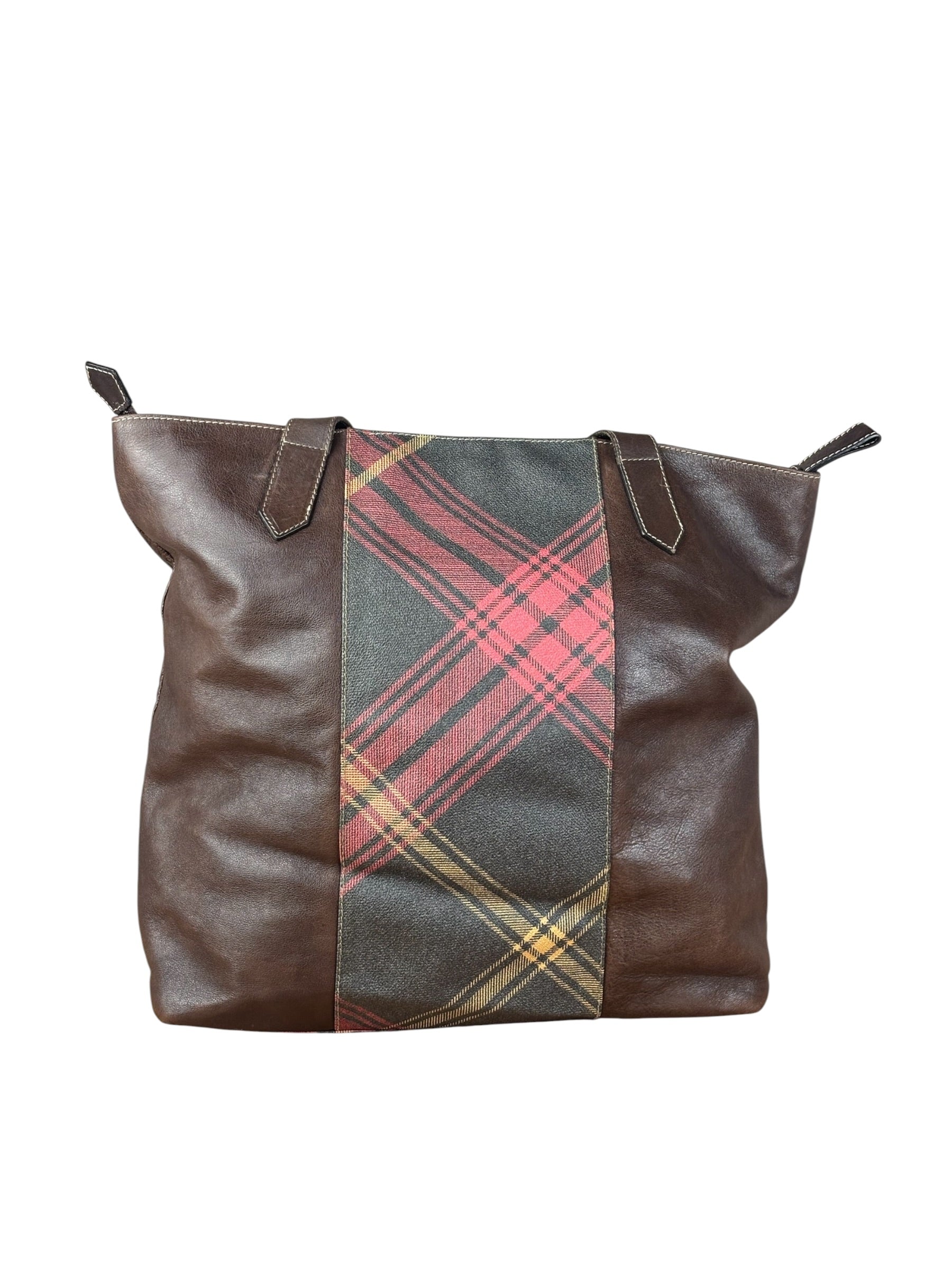 Vivienne Westwood Brown Leather Tartan Shoulder/Tote Bag